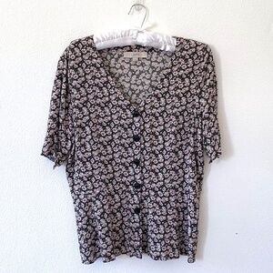 Loft Flowered Peplum Top, Size 8